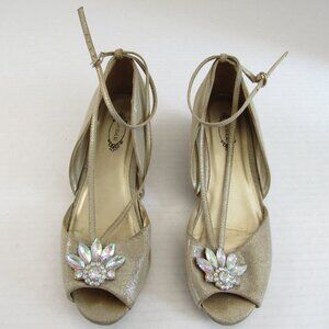 Joyfolie Girls Metallic Peep Toe Slip On Arabella Dress/Party Shoe Size Y6